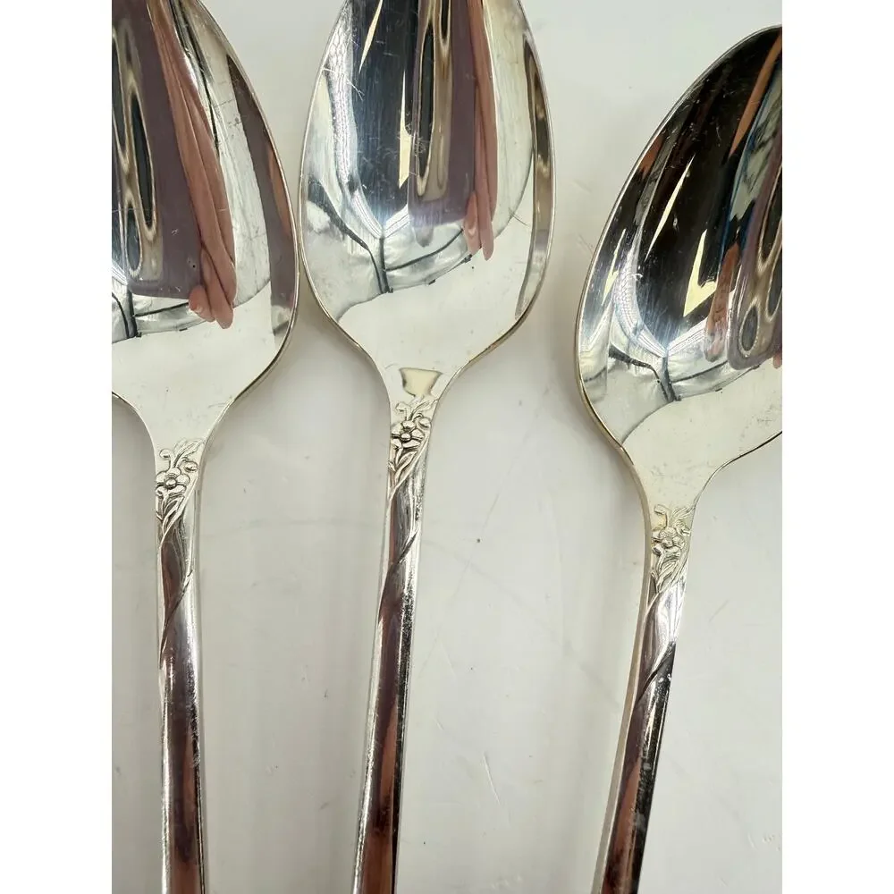 Oneida Evening Star Iced Tea Spoons Long Handle Silverplate 1950s Lot of 8